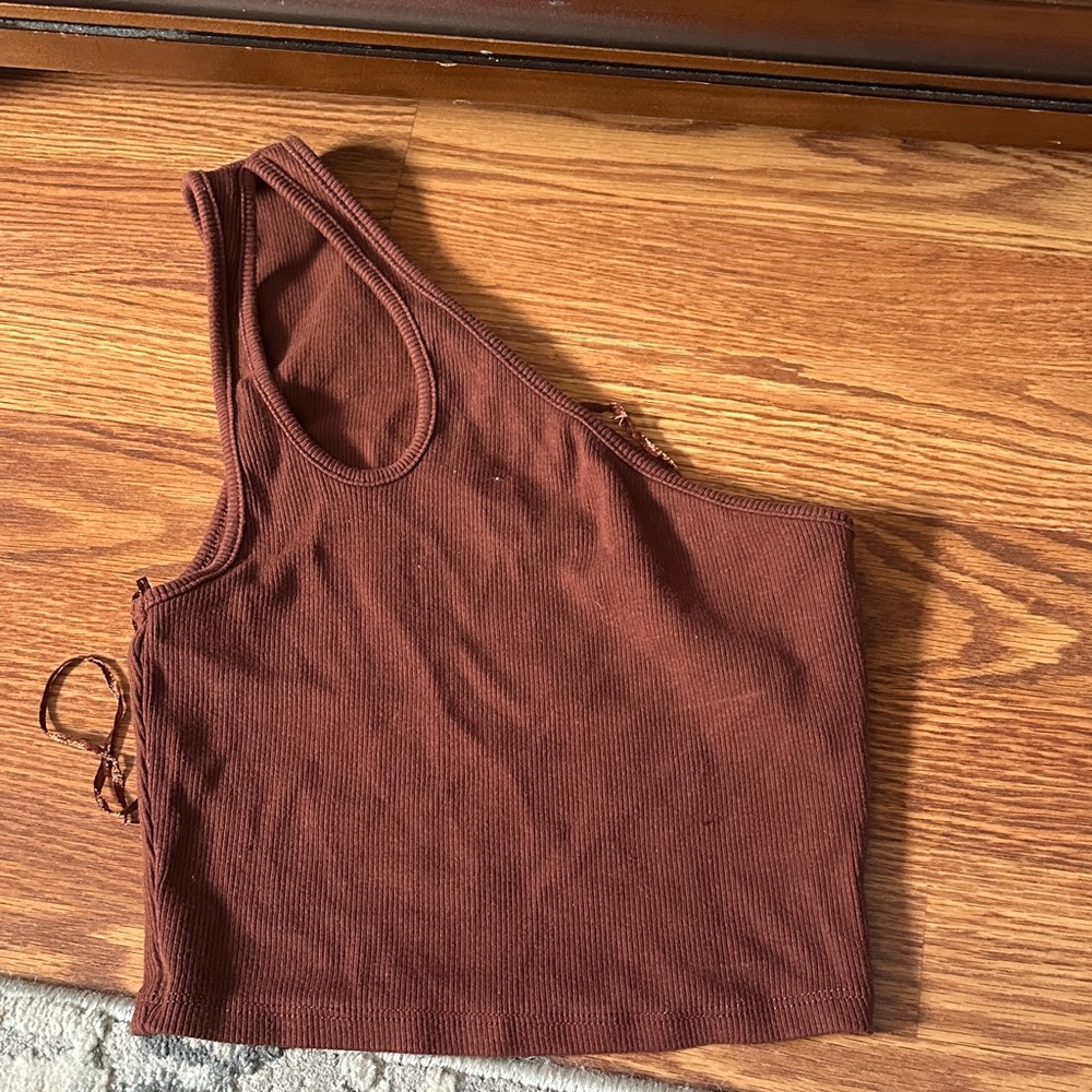 Zara Brown Ribbed Crop Top